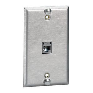 HUBBELL WIRING DEVICE-KELLEMS SP5EF Copper Products, Wallphone Plate, Cat5E, 1-Gang, 1-Port, Flush, Ss | BD3URH