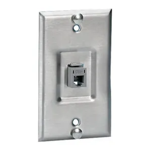 HUBBELL WIRING DEVICE-KELLEMS SP5ER Copper Products, Wallphone Plate, Cat5E, 1-Gang, 1-Port, Recessed, Ss | BD3RRD