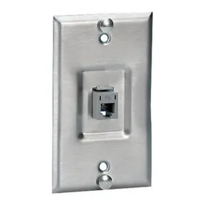 HUBBELL WIRING DEVICE-KELLEMS SP6R Copper Products, Wallphone Plate, Cat6, 1-Gang, 1-Port, Recessed, Ss | BD3QRK