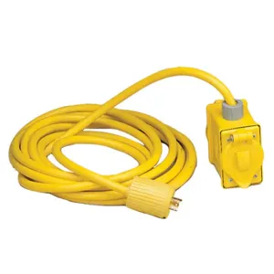 HUBBELL WIRING DEVICE-KELLEMS SPB2 Locking Portable Box, With 2 Single Receptacle, Male Plug, 20A, 125V, Yellow | AE4NGF 5LY81