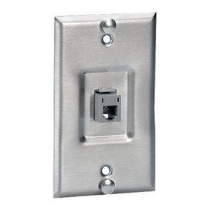 HUBBELL WIRING DEVICE-KELLEMS SPUR Copper Products, Wallphone Plate, 1-Gang, 1-Port, Recessed, Ss | BD4LMX