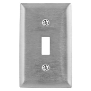 HUBBELL WIRING DEVICE-KELLEMS SS1 Wallplate, 1-Gang, 1 Toggle Opening, Standard Size, Stainless Steel | AE7LKQ 5Z994