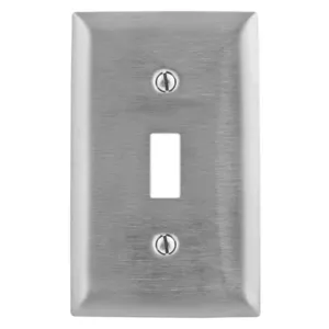 HUBBELL WIRING DEVICE-KELLEMS SS1 Wallplate, 1-Gang, 1 Toggle Opening, Standard Size, Stainless Steel | AE7LKQ 5Z994