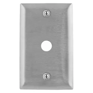 HUBBELL WIRING DEVICE-KELLEMS SS11 Wallplate, 1-Gang, 0.64 Inch Opening, Standard Size, Stainless Steel | BC8MFQ