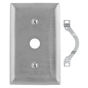 HUBBELL WIRING DEVICE-KELLEMS SS12 Wallplate, 1-Gang, 1 Toggle Opening, Standard Size, Stainless Steel | AC8QHP 3D435