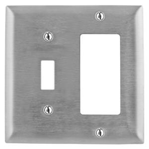 HUBBELL WIRING DEVICE-KELLEMS SS126L Wallplate, 2-Gang, 1 Toggle Opening, 1 Gfci Opening, Stainless Steel | BC8UBQ