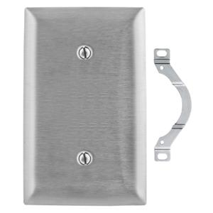 HUBBELL WIRING DEVICE-KELLEMS SS14L Wallplate, 1-Gang, Strap Mounted Blank, Stainless Steel | BC9XDV