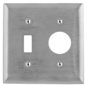 HUBBELL WIRING DEVICE-KELLEMS SS17 Wallplate, 2-Gang, 1 Toggle, 1.40 Inch Opening, Standard Size, Stainless Steel | BD4PWM