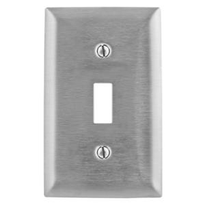 HUBBELL WIRING DEVICE-KELLEMS SS1L Wallplate, 1-Gang, 1 Toggle Opening, Stainless Steel | BC8JCU