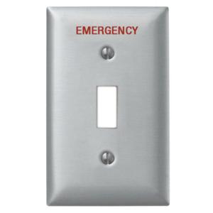 HUBBELL WIRING DEVICE-KELLEMS SS1ME Wallplate, 1-Gang, 1 Toggle Openings, Standard Size, Stainless Steel | BD2FKD