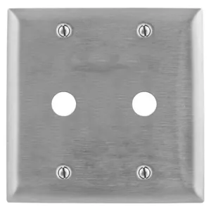 HUBBELL WIRING DEVICE-KELLEMS SS22 Wallplate, 2-Gang, 0.64 Inch Openings, Stainless Steel | BC9JXJ