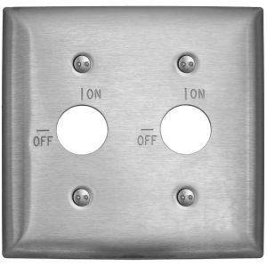 HUBBELL WIRING DEVICE-KELLEMS SS22RKL Wallplate, 2-Gang, 1 Security Opening, Engraved On/Off, Stainless Steel | AB3HWG 1TJX3