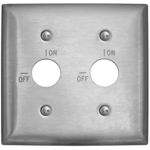 HUBBELL WIRING DEVICE-KELLEMS SS22RKL Wallplate, 2-Gang, 1 Security Opening, Engraved On/Off, Stainless Steel | AB3HWG 1TJX3