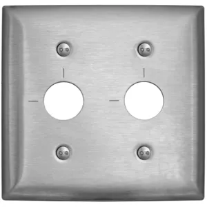 HUBBELL WIRING DEVICE-KELLEMS SS22RKLM Wallplate, 2-Gang, 1 Security Opening, Standard Size, Stainless Steel | AB3HWH 1TJX4