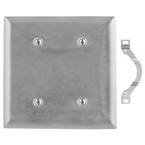 HUBBELL WIRING DEVICE-KELLEMS SS24L Wallplate, 2-Gang, Blank, Standard Size, Stainless Steel | BC8YGE
