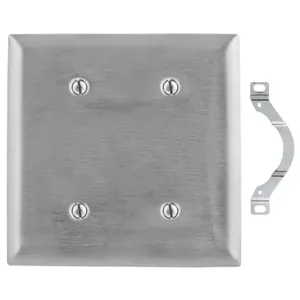 HUBBELL WIRING DEVICE-KELLEMS SS24 Wallplate, 2-Gang, Blank, Standard Size, Stainless Steel | BD3QAA