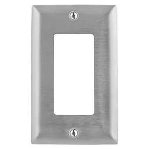 HUBBELL WIRING DEVICE-KELLEMS SS26 Wall Plate, 1- Gang, One Gfci Opening, Standard Size, Ss | AE3BWW 5C235