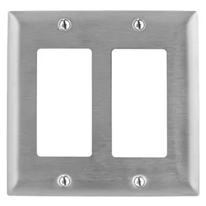 HUBBELL WIRING DEVICE-KELLEMS SS262 Wall Plate, 2- Gang, Two Gfci Opening, Standard Size, Ss | AE3BWX 5C236