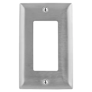 HUBBELL WIRING DEVICE-KELLEMS SS26L Wallplate, 1-Gang, 1 Gfci Opening, Stainless Steel | BC8AQM