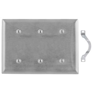 HUBBELL WIRING DEVICE-KELLEMS SS34 Wallplate, 3-Gang, Blank, Standard Size, Stainless Steel | BC8RPF