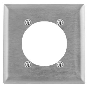 HUBBELL WIRING DEVICE-KELLEMS SS716 Wallplate, 2-Gang, 2.66 Inch Opening, Standard Size, Stainless Steel | BD2WTL