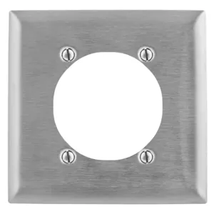 HUBBELL WIRING DEVICE-KELLEMS SS716 Wallplate, 2-Gang, 2.66 Inch Opening, Standard Size, Stainless Steel | BD2WTL