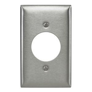 HUBBELL WIRING DEVICE-KELLEMS SS720 Wallplate, 1-Gang, For 20 And 30 Amp 3, 4 And 5 Wire Devices, Stainless Steel | AE3BXA 5C268