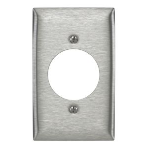 HUBBELL WIRING DEVICE-KELLEMS SS725 Receptacle Wallplate, 0.035 Inch Opening, Stainless Steel | AC8QJM 3D465