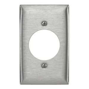 HUBBELL WIRING DEVICE-KELLEMS SS725 Receptacle Wallplate, 0.035 Inch Opening, Stainless Steel | AC8QJM 3D465