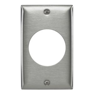 HUBBELL WIRING DEVICE-KELLEMS SS737 Receptacle Wallplate, Single Gang, Smooth, Stainless Steel | BD2KEV