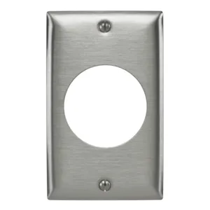 HUBBELL WIRING DEVICE-KELLEMS SS737 Receptacle Wallplate, Single Gang, Smooth, Stainless Steel | BD2KEV