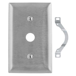 HUBBELL WIRING DEVICE-KELLEMS SS738 Wallplate, 1-Gang, 0.38 Inch Openings, Standard Size, Stainless Steel | BC9NYG
