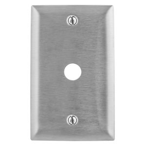 HUBBELL WIRING DEVICE-KELLEMS SS739 Wallplate, 1-Gang, 0.38 Inch Openings, Standard Size, Stainless Steel | BD2LAC