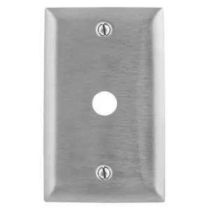 HUBBELL WIRING DEVICE-KELLEMS SS739 Wallplate, 1-Gang, 0.38 Inch Openings, Standard Size, Stainless Steel | BD2LAC