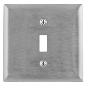 HUBBELL WIRING DEVICE-KELLEMS SS740 Wallplate, 2-Gang, 1 Toggle Opening, Standard Size, Stainless Steel | BD3LVD