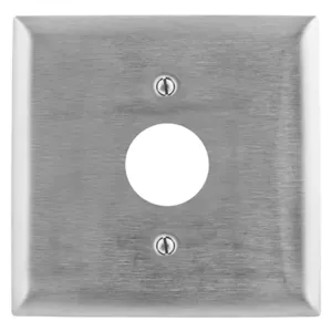 HUBBELL WIRING DEVICE-KELLEMS SS747 Wallplate, 2-Gang, 1.40 Inch Opening, Standard Size, Stainless Steel | BD4CQF