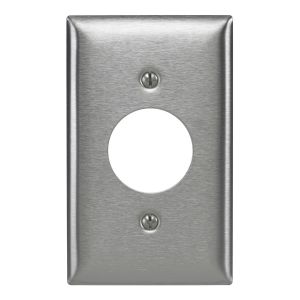 HUBBELL WIRING DEVICE-KELLEMS SS7L Wallplate, 1-Gang, For 15 Amp 2 And 3 Wire Devices, Stainless Steel | BC9JXK