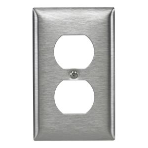 HUBBELL WIRING DEVICE-KELLEMS SS8L Wallplate, 1-Gang, For 15 Amp 2 And 3 Wire Devices, Stainless Steel | BC8HUR