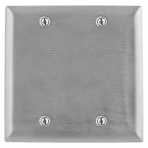 HUBBELL WIRING DEVICE-KELLEMS SSJ23 Wallplate, 2-Gang, Blank, Jumbo, Stainless Steel | BC9UQR