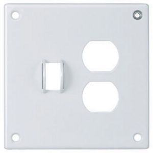 HUBBELL WIRING DEVICE-KELLEMS SWP18 Security Wallplate, 2-Gang, 1 Toggle, 1 Duplex Openings, White, Steel | AC9VTK 3KT93