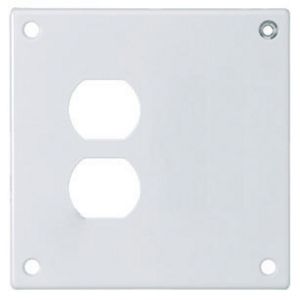 HUBBELL WIRING DEVICE-KELLEMS SWP813 Security Wallplate, 2-Gang, 1 Duplex Opening, 1 Blank, White, Steel | AC9VXT 3KV02