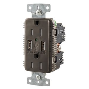 HUBBELL WIRING DEVICE-KELLEMS USB15A5 USB Charger Receptacle, Commercial, Decorator Duplex, Flush Mount, 15A | BD4MMK 437K36