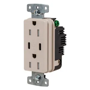 HUBBELL WIRING DEVICE-KELLEMS USB15CLA Usb Receptacle, 15A 125V, 2-P 3-W Grounding, 5-15R, Two 3.1 A Usb Port, Brown | CE6QMT