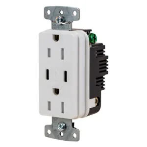 HUBBELL WIRING DEVICE-KELLEMS USB15CW Usb Receptacle, 15A 125V, 2-P 3-W Grounding, 5-15R, Two 3.1 A Usb Port, Brown | CE6QMU