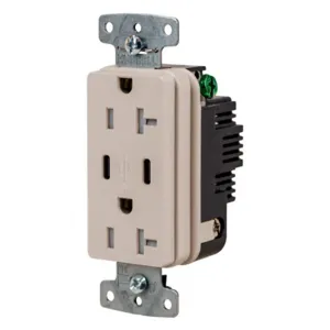 HUBBELL WIRING DEVICE-KELLEMS USB20CLA Usb Receptacle, 20A 125V, 2-P 3-W Grounding, 5-20R, Two 3.1 A Usb Port, Brown | CE6QPA