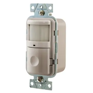 HUBBELL WIRING DEVICE-KELLEMS WS1001LA VACancy Sensor Switch, Passive Infrared, 120V 600W, Light Almond | CE6RML