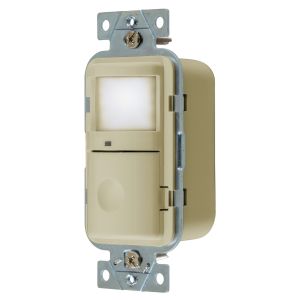 HUBBELL WIRING DEVICE-KELLEMS WS1001NI VACancy Sensor Switch, Passive Infrared, Single Circuit, 120VAC, 500 W, Ivory | AF7YVX 23NY54