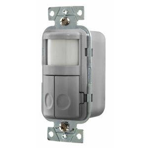 HUBBELL WIRING DEVICE-KELLEMS WS1020GY Occupancy Sensor Switchs, Passive Infrared, 2-Circuit, 120VAC, Gray | AZ8AHK