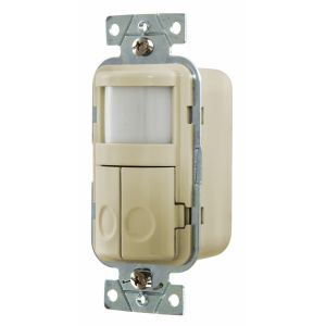 HUBBELL WIRING DEVICE-KELLEMS WS1020NI Occupancy Sensor Switch, Passive Infrared, 2-Circuit, With Night Light, Ivory | AZ8ARM