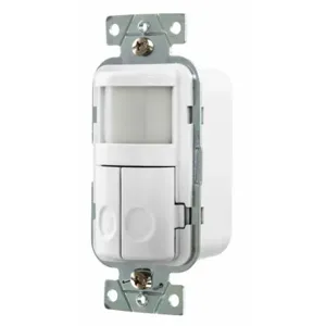 HUBBELL WIRING DEVICE-KELLEMS WS1020NW Occupancy Sensor Switch, Passive Infrared, 2-Circuit, With Night Light, White | AZ8AGQ